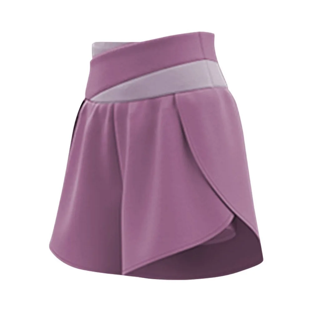 

Breathable Women Sports Shorts 2 In 1 Inner Liner Elastic Waistband Yoga Skirt Shorts Pleated Anti-Slip