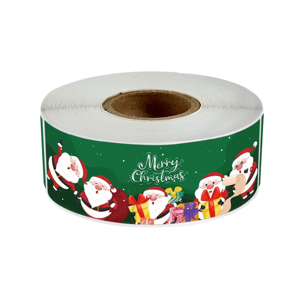 120pcs/roll Red Green Merry Christmas Stickers Santa Claus Labels for Gift Package Card Envelope Wrapping Party Small Business