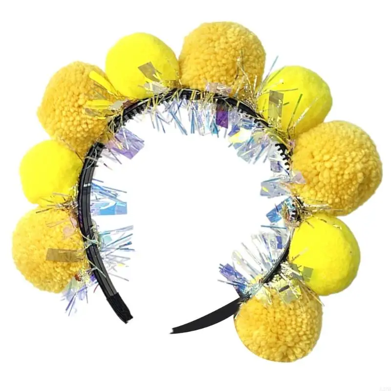 A3PB MARDI GRAS HEADRESS 대형 틴셀 헤드 밴드 카니발 헤드 밴드