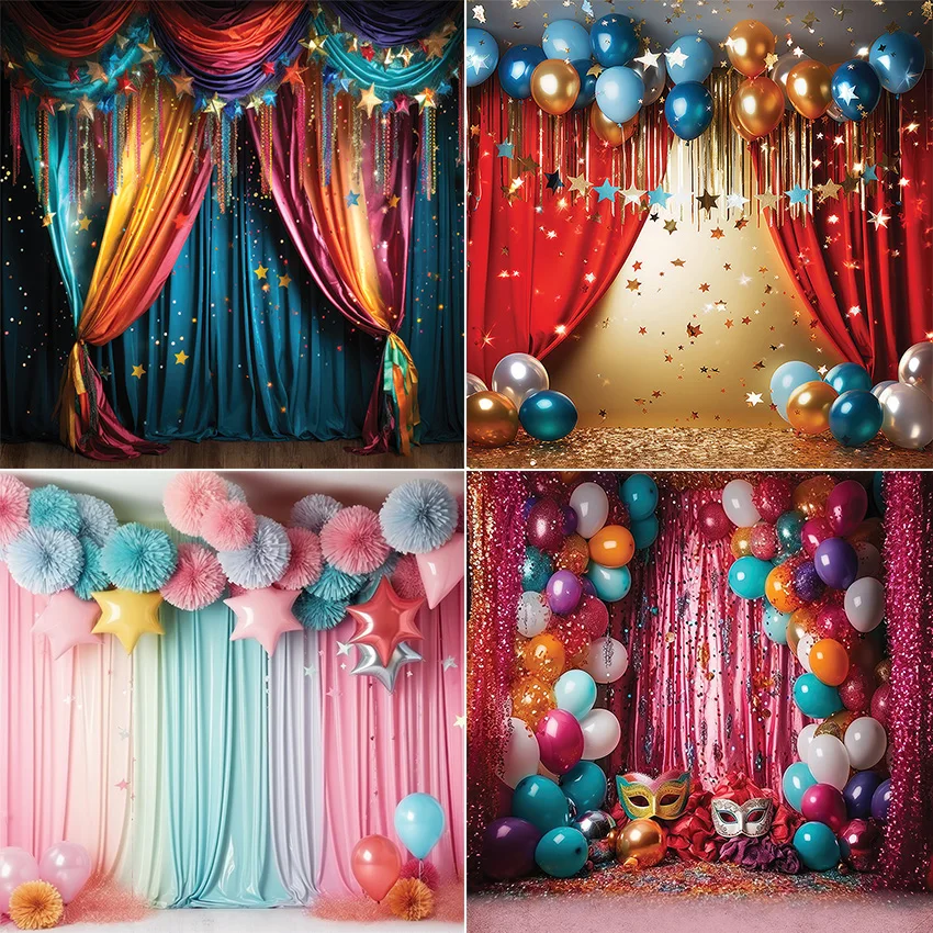 Mehofond Photography Background Glitter Curtain Mask Balloon Girl Birthday Party Cake Smash Portrait Decor Backdrop Photo Studio