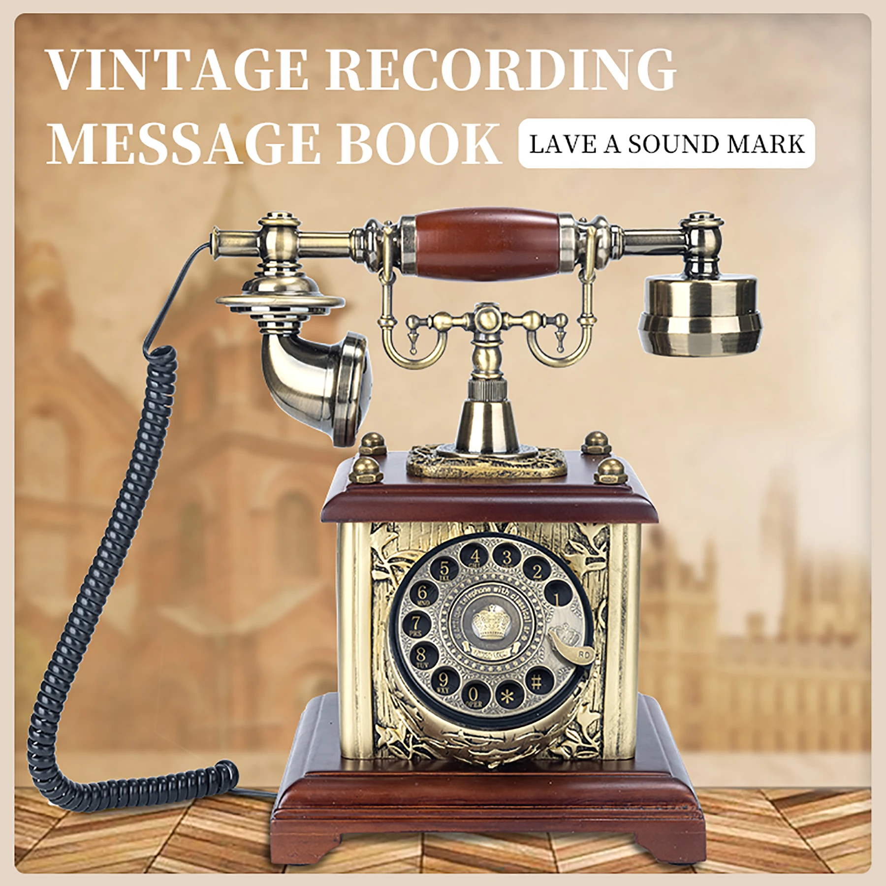 Classic retro sound guestbook turntable ornaments wedding birthday anniversary party voice blessing recorder audio phone