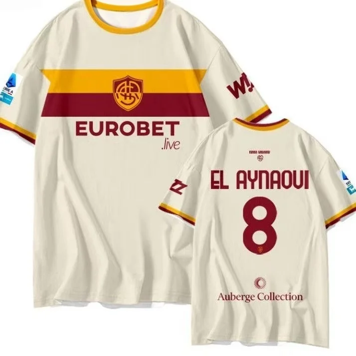 26-27 Saison Roma Team Auswärtstrikot 3D-Digitaldruck Schnelltrocknendes Kurzarm-T-Shirt für männliche Fans mit Familien-Matching – Detail 8