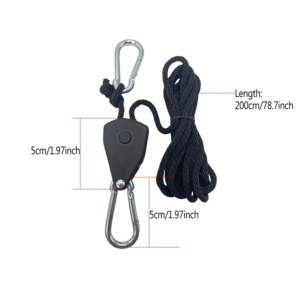 2/4/6/10/16Pcs Rope Pulley 1/8 Lift Metal Pulley 78Inch Adjustable Lanyard Hanging for Tent Fan Grow Plant Lamp Boat Awning