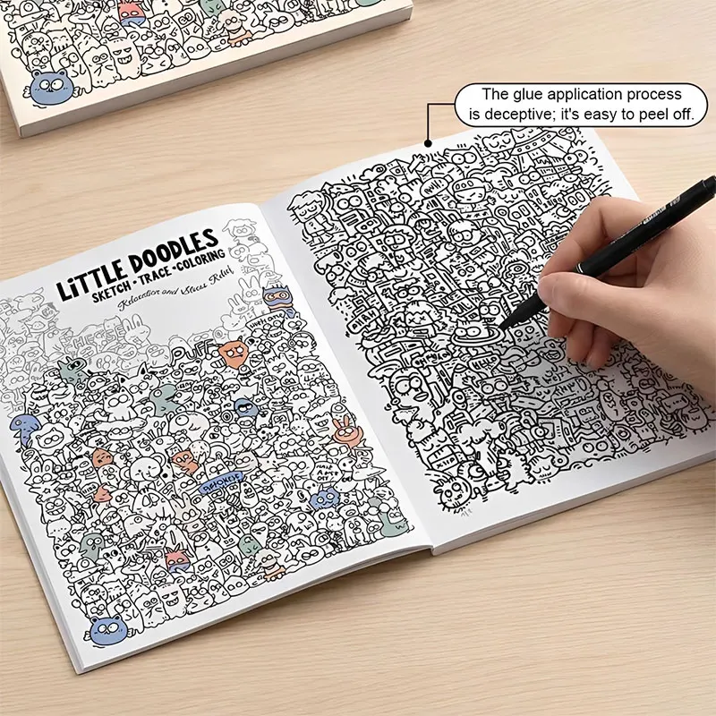 Coloring Book Relaxing Sketch Trace & Color Activity Book for Stress Relief Decompression Graffiti Book, Improve Creativity