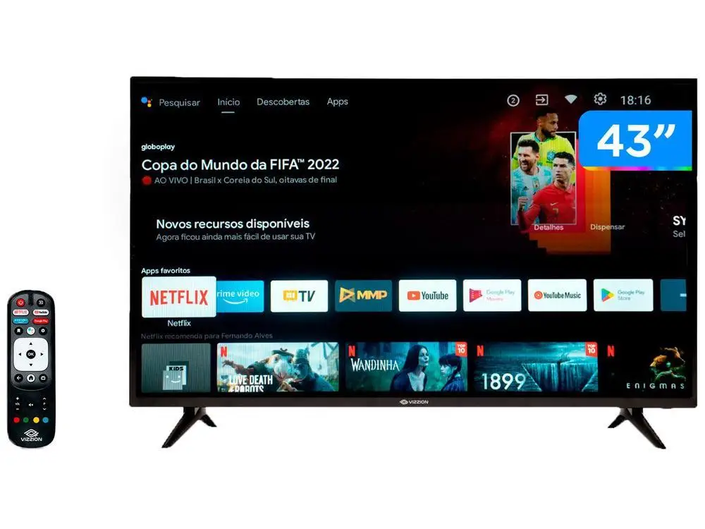 Smart TV 43 ”Full HD DLED Rig Vizzion BR43D1SA