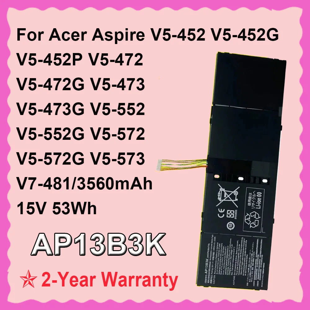 DODOMORN AP13B3K For Acer Aspire V5-472 V5-473 V5-552 V5-572 V5-573 V5-473P V7-481 R7-572 V5-472G 15V 53Wh Laptop Battery