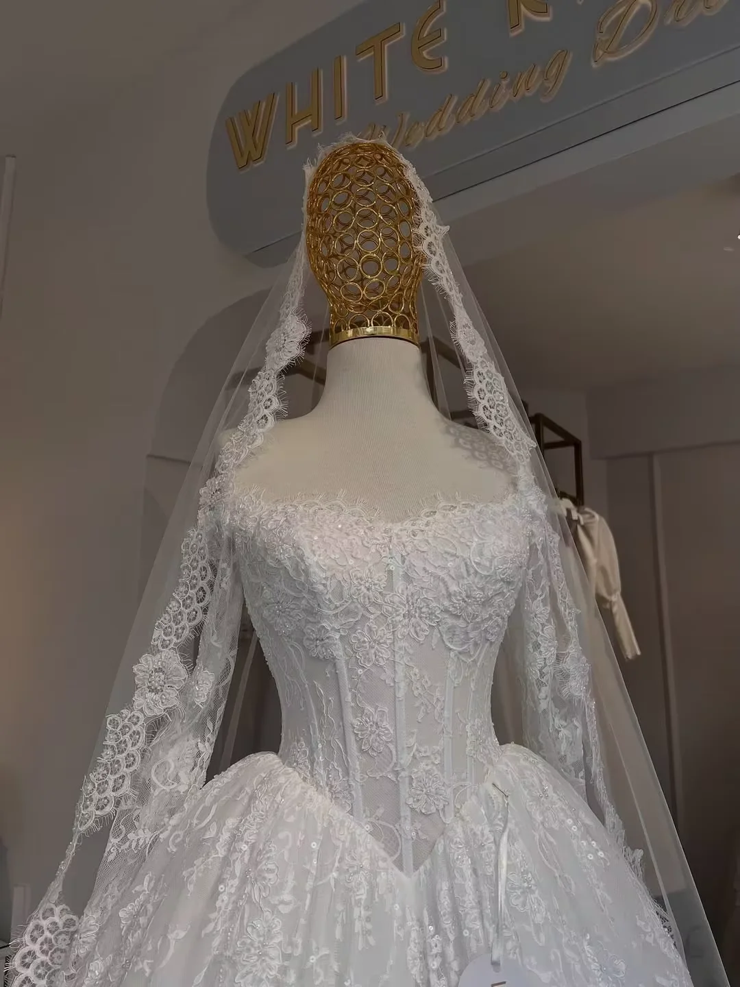 Luxury Lace Wedding Dress Vestido De Novia Princess Ball Gown Long Sleeve Elegant Bridal Dress for Women