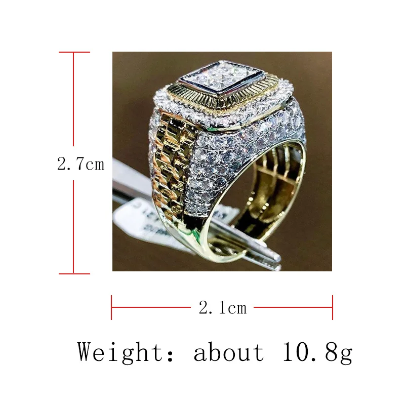 Milangirl High Quality Micro Pave  Stone Huge  Rings For Men Women Luxury White Zircon Engagement Jewelry Masculine Hip Hop