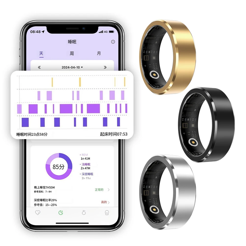 

Smart Ring Waterproof Sport Intelligent Health Ring Health Monitor Activity & Sleep Tracker for Men Women for Android iOS