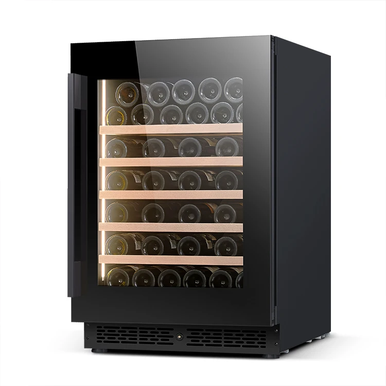154 Bottle Wine Cooler Compressor Refrigerator 140L Black Rimless Full Glass Door Electric Freestanding Installation Wine Cellar