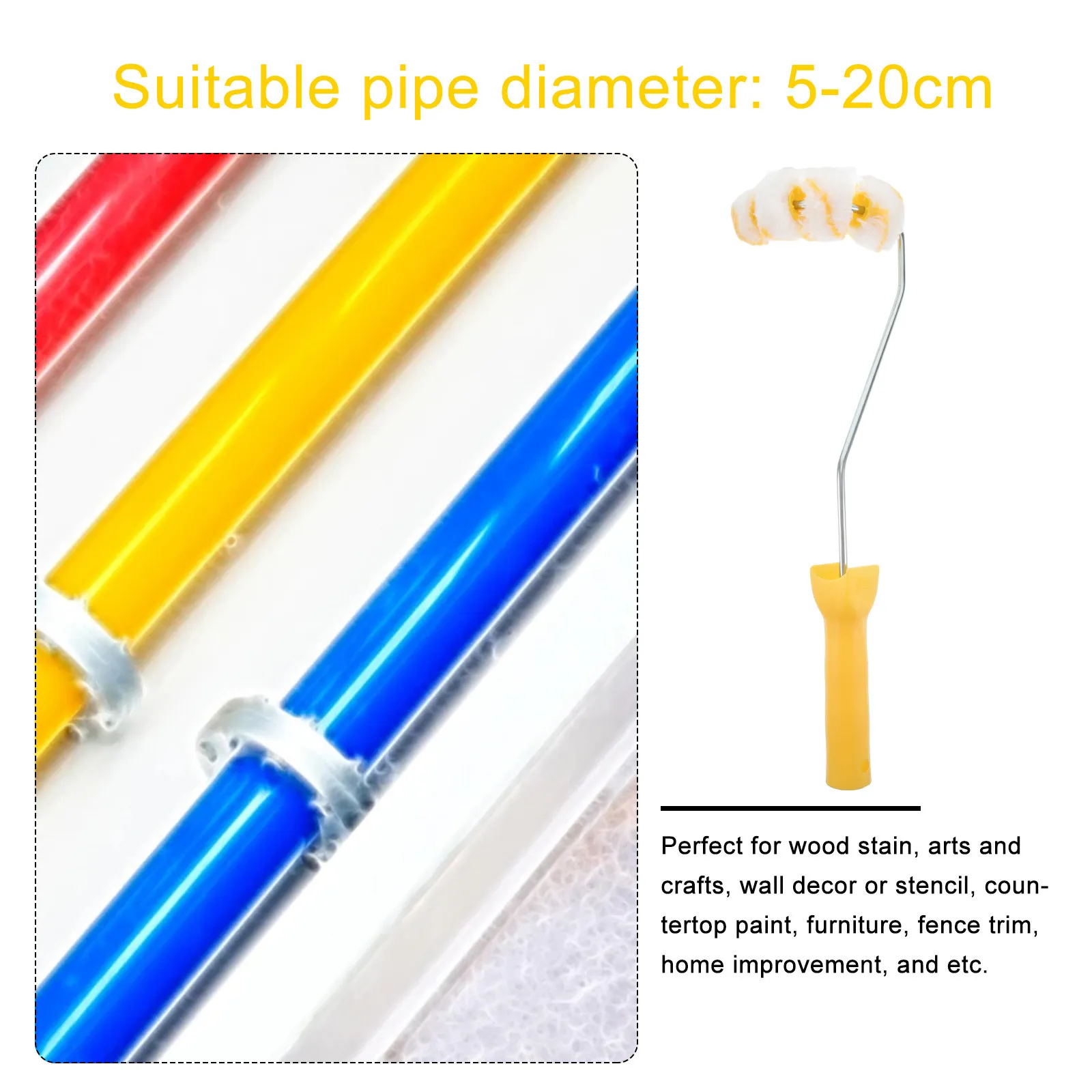 1Pcs Wheels Tube Roller Brush Firefighting Paint Brush Shed Resistant Lint Free Paint Tool for Pipes Fences Furniture