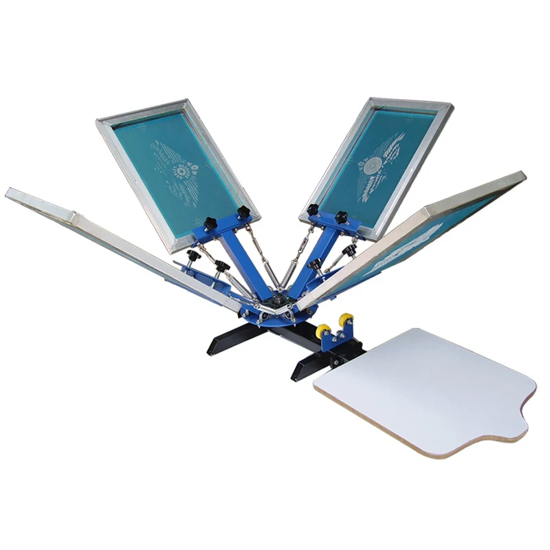 Desktop Manual Screen Printing Machine 4-Color 2-Position T-Shirt Printer Simple Manual Printing Machine for Art & Craft