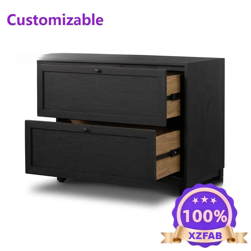 Factory Direct 2026 American retro black bedside table designer design high-end exquisite bedside table