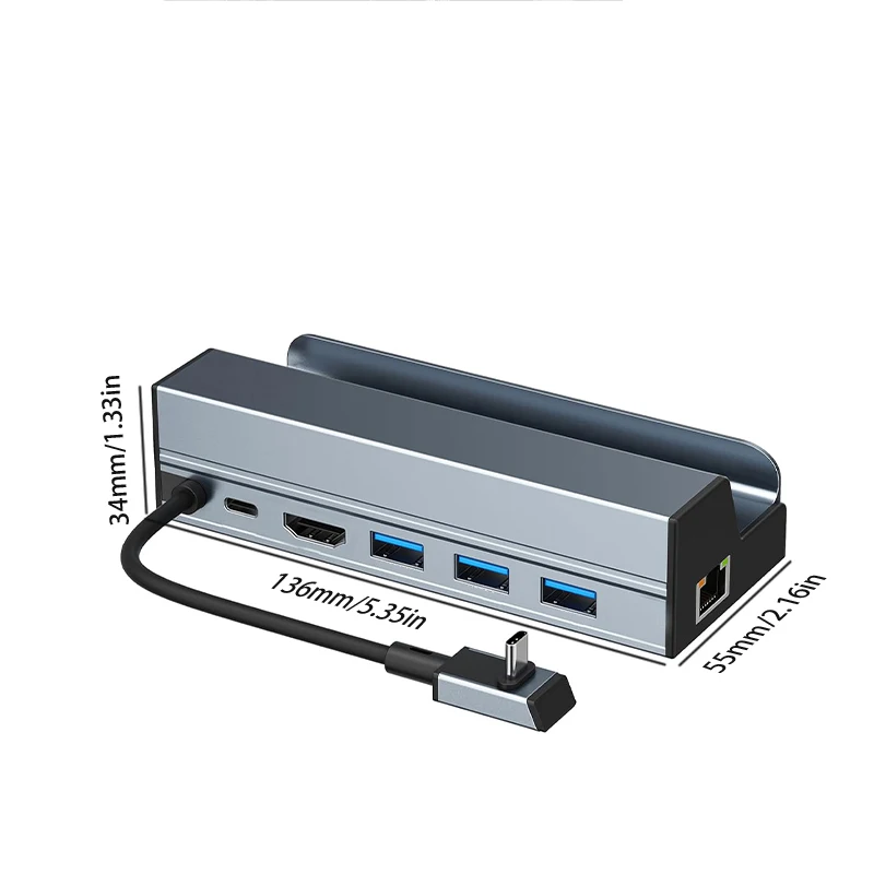 Steam Deck Docking Station 6-in-1 Hub, 4K HDMI, RJ45 LAN Port, USB 3.0 Expansion Dock, Stand, Gaming Console Base