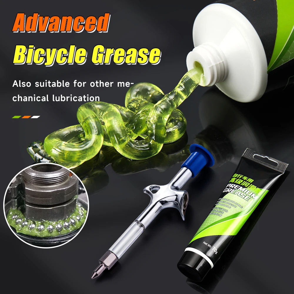 

Bicycle Grease Green Applesause Bearing Hub BB Lubricants Oil 70G Elements Bike Maint Upkeep Chain Injector Bicycle Grease Gun