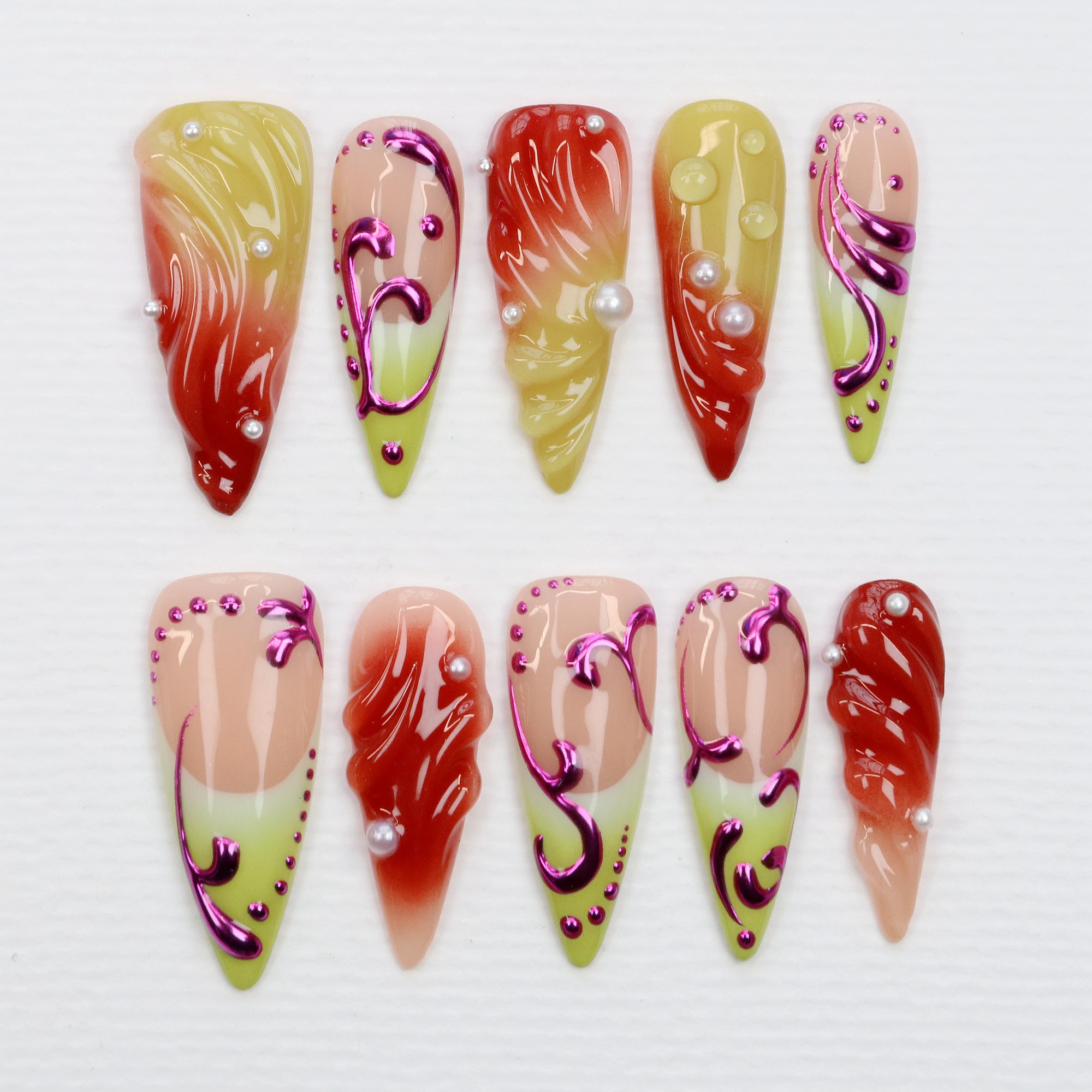 10 Uñas Postizas Stiletto Larg - Resin Art Purple reseña y precio