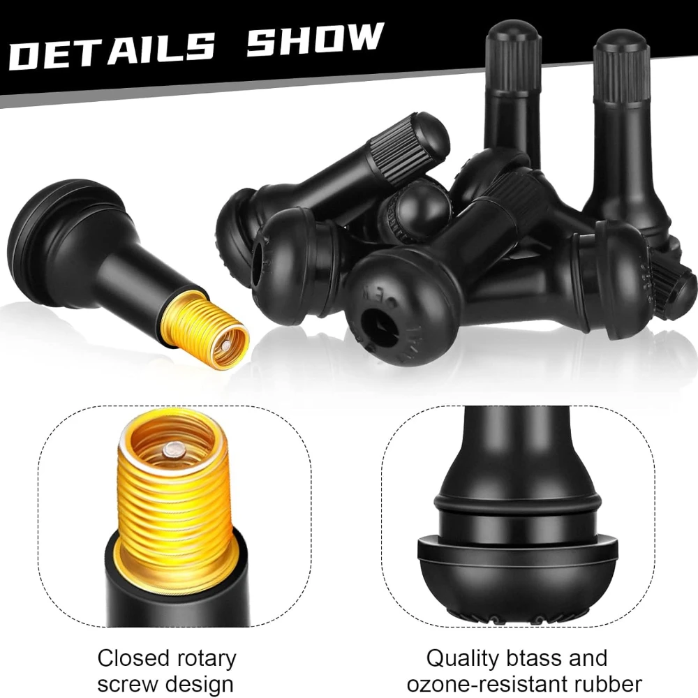 1-100Pcs TR413 Snap-In Tire Valve Stems Automotive Parts Black Rubber Valves Replaceable Parts With Dust CapRubber Valves - view 5
