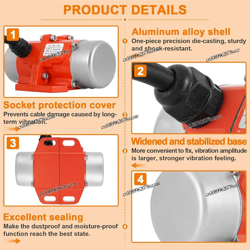 Concrete Vibrating Motor,Single Phase AC 110V 3600RPM Concrete Motor with Speed Controller,For Shaker Table US Plug