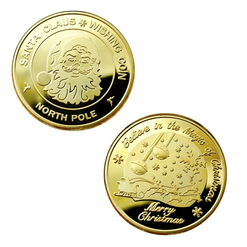 Santa Claus Wishing Coin Collectible Gold Plated Souvenir Coin North Pole Collection Gift Merry Christmas Commemorative Coin