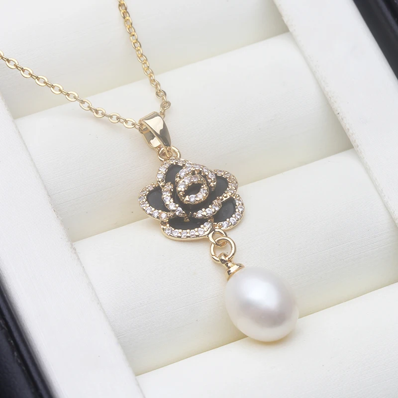 

Wedding Natural Fresh Water Pearl Pendant 925,White Cultured Sterling Silver Pearl Pendant Wife Mother Birthday Gift Pink