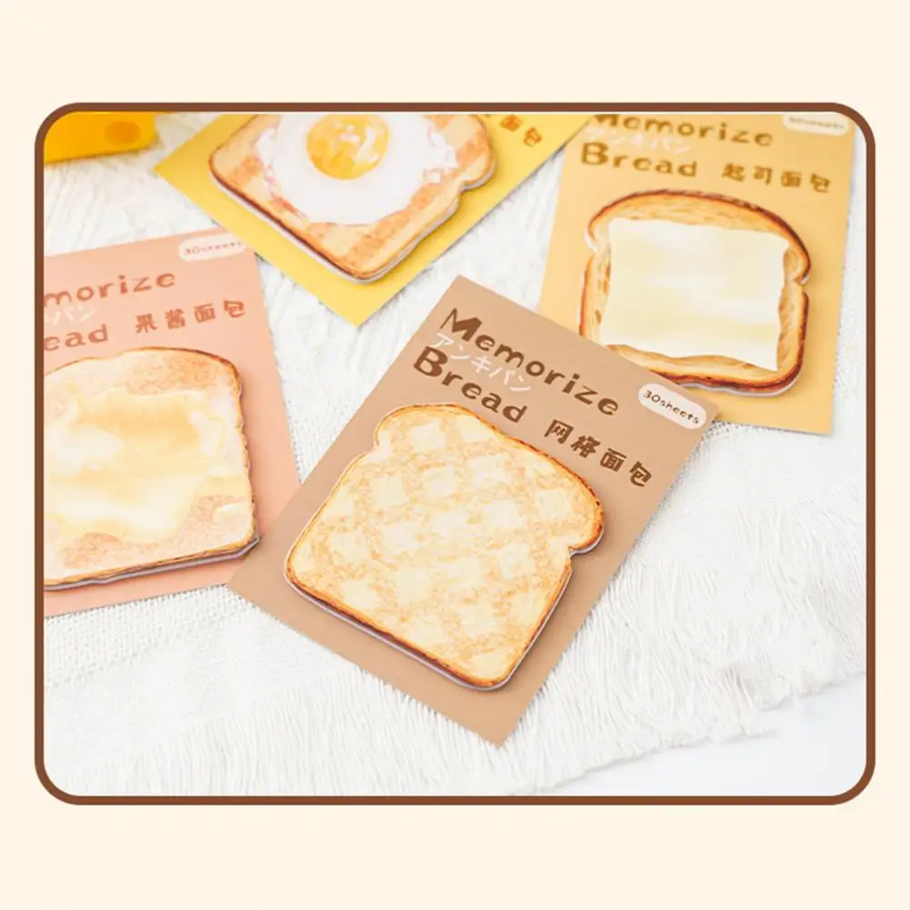 Study Work Sticky Notes Bread-shaped Sticky Notes Premium Bread Shaped Sticky Notes 30 Sheets Loaf for Smooth for Reliable