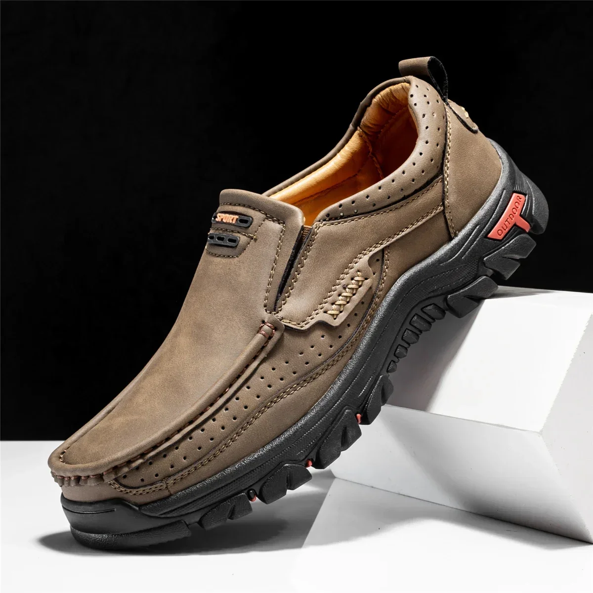 Handmade Shoes Genuine Leather Casual Shoes For Men Flat Platform Walking Shoes Outdoor Footwear Loafers Large Size
