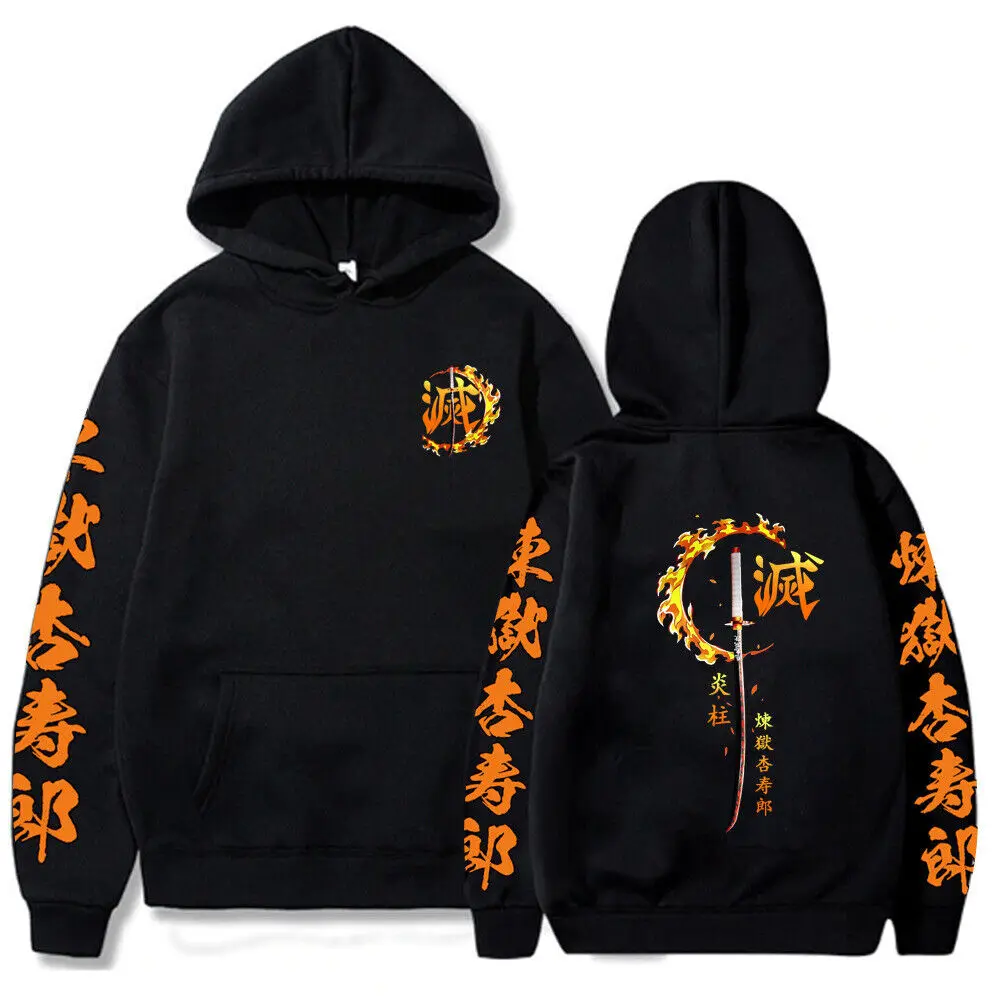 Demon Slayer Rengoku Kyoujurou Hoodie Pullover Anime Sweatshirt Cosplay Costume