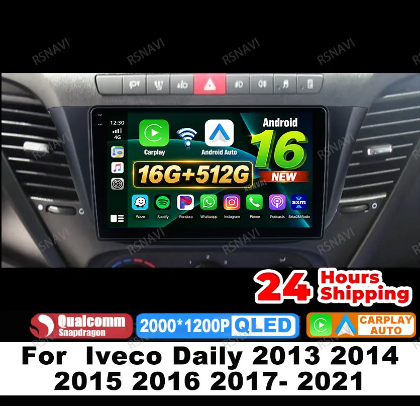 Radio para coche Android 16 para Iveco Daily 2013 2014 2015 2016 2017- 2021 Qualcomm DVD Viedo Player Wireless Carplay Auto 5G WIFI BT