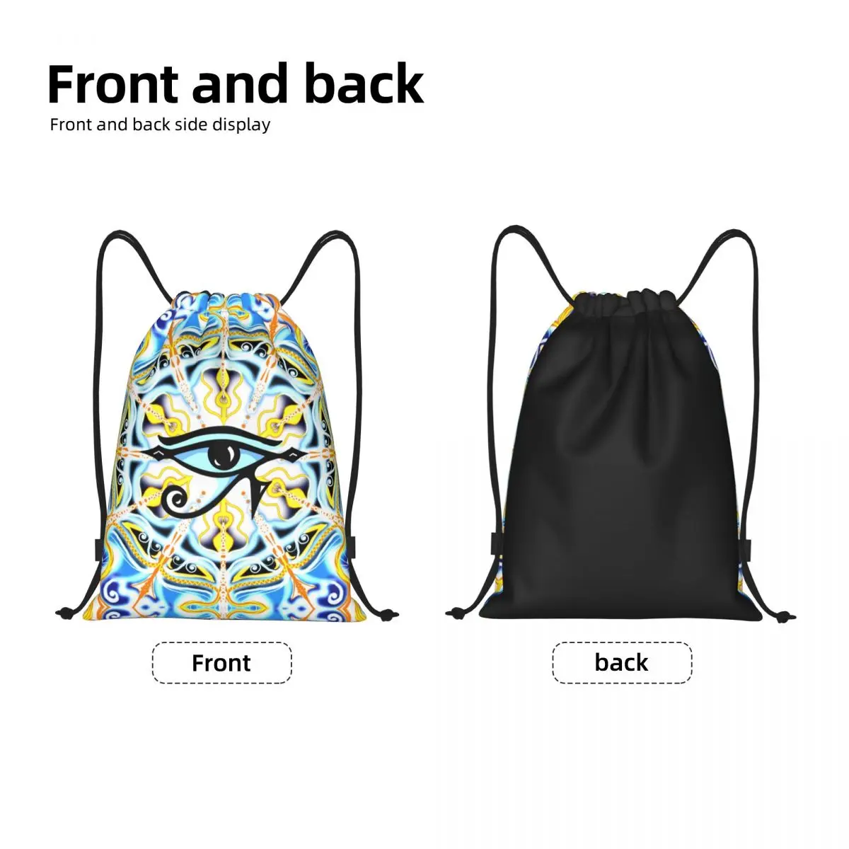 Custom Eye Of Horus Egypt Mandala Drawstring Bag for Shopping Yoga Backpacks Men Women Evil Eye Sports Gym Sackpack