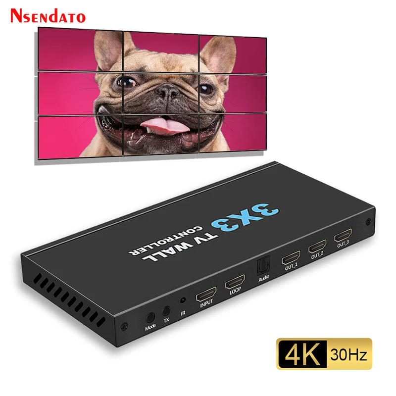 

3x3 Video Wall Controller 4k HDMI TV Video Wall Controller Processor 2x2 2x3 2x4 3x2 4x1 4x2 9 Way HDMI Screen TV Splicer Box