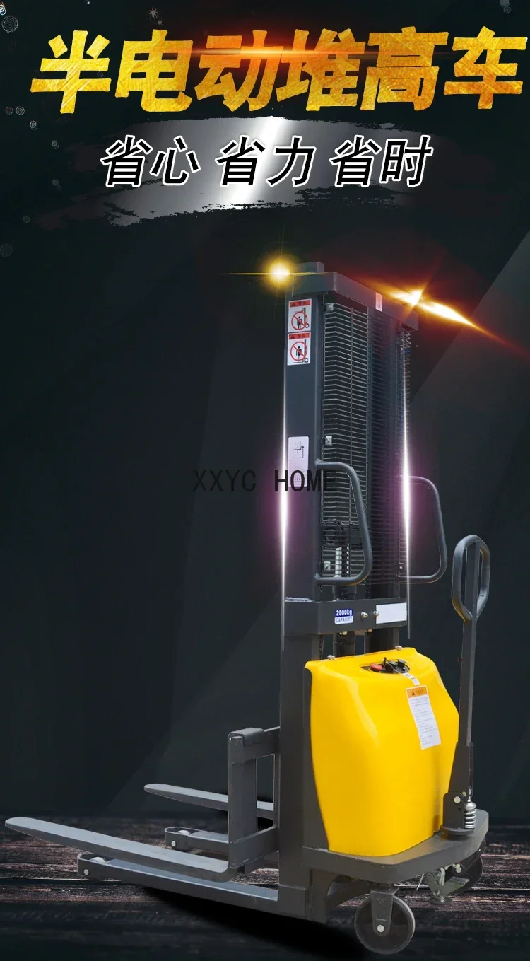 Half Electric Forklift Hydraulic Handling Stacker Automatic Lifting Hand Push Tray Battery Car