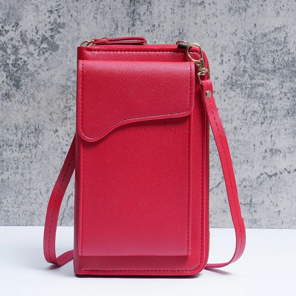 

New PU Leather Shoulder Bag Solid Color Simple Style Crossbody Bag Large Capacity Phone Bag Women Girls