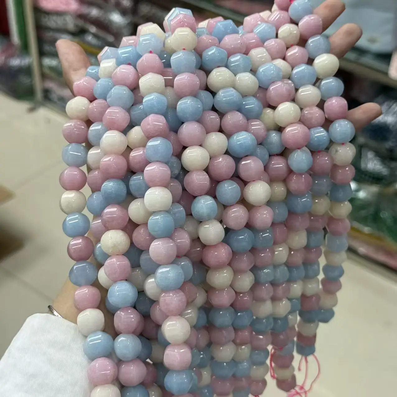 12Mm Natural Stone Color Morganite Chalcedony Lantern Beads Macaron Loose Beads Work in Progress DIY Necklace Bracelet Beads