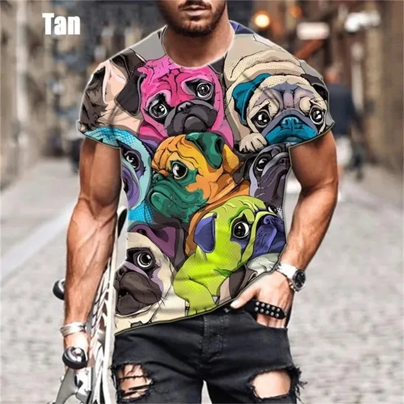 3D Printed Animal Dog T-Shirt For Men Cool Pug Dog Pattern Short-sleeved Tee Tops Casual Oversized Men Funny T Shirts Streetwear