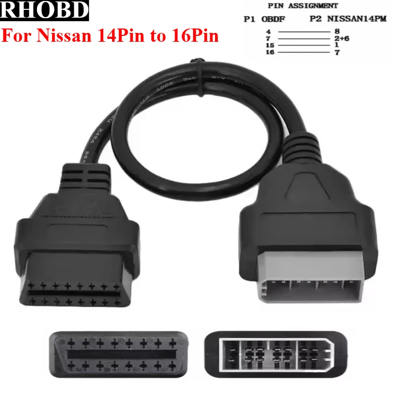 Новый для Nissan 14-контактный к OBD2 16-контактный кабель Автомобильный диагностический разъем для Nissan 14-контактный на 16-контактный разъем адаптера OBD OBDII Инструмент