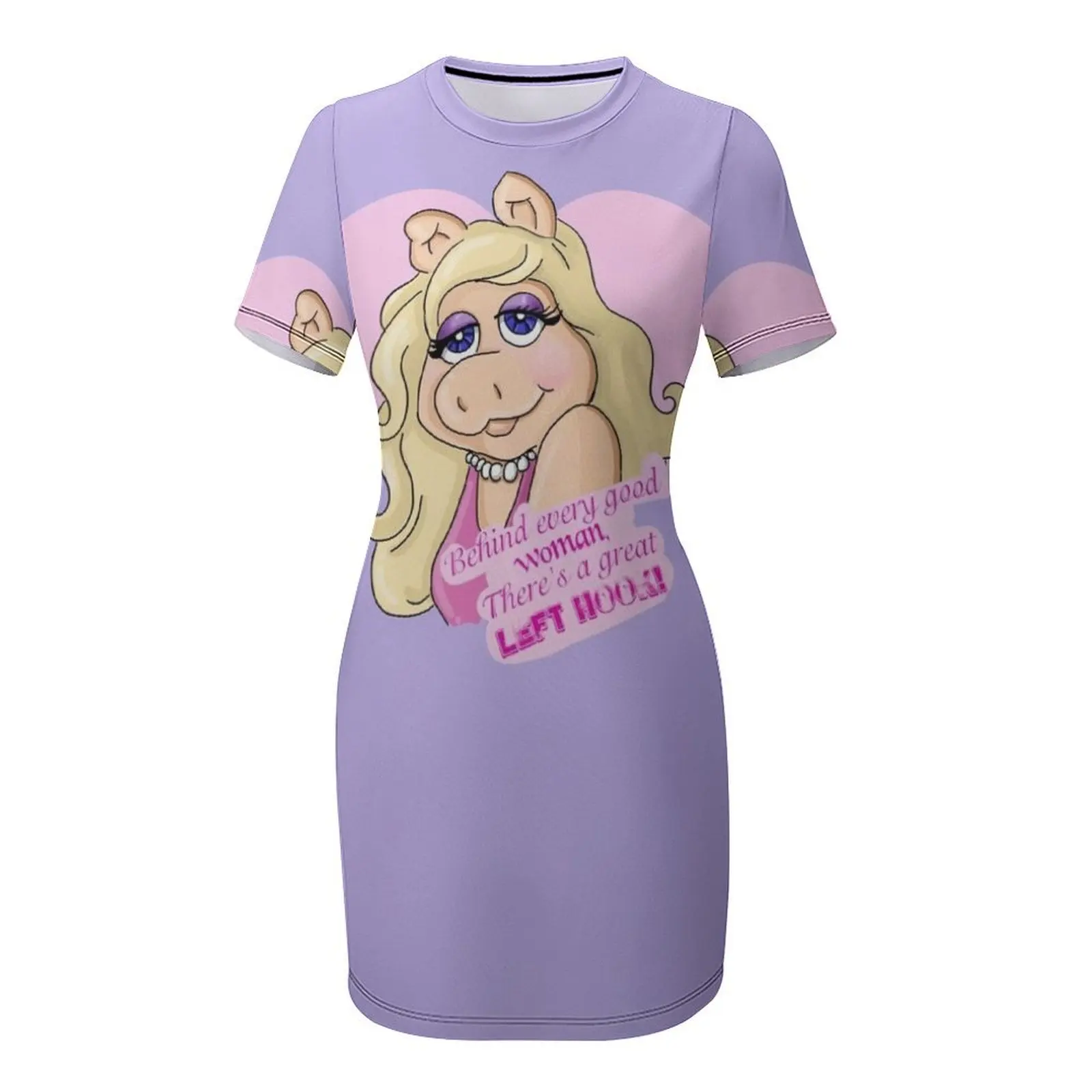 Miss Piggy Kurzarm Kleid Damen Kleid elegante Gast Hochzeits kleid lange Frau