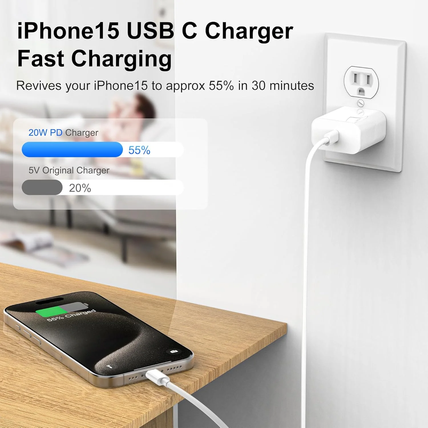 30 واط شحن سريع محول عدة USB C الجدار شاحن 3.3Ft/1 متر نوع C كابل بيانات مضفر آيفون 16 15 برو ماكس سامسونج شاومي آي باد