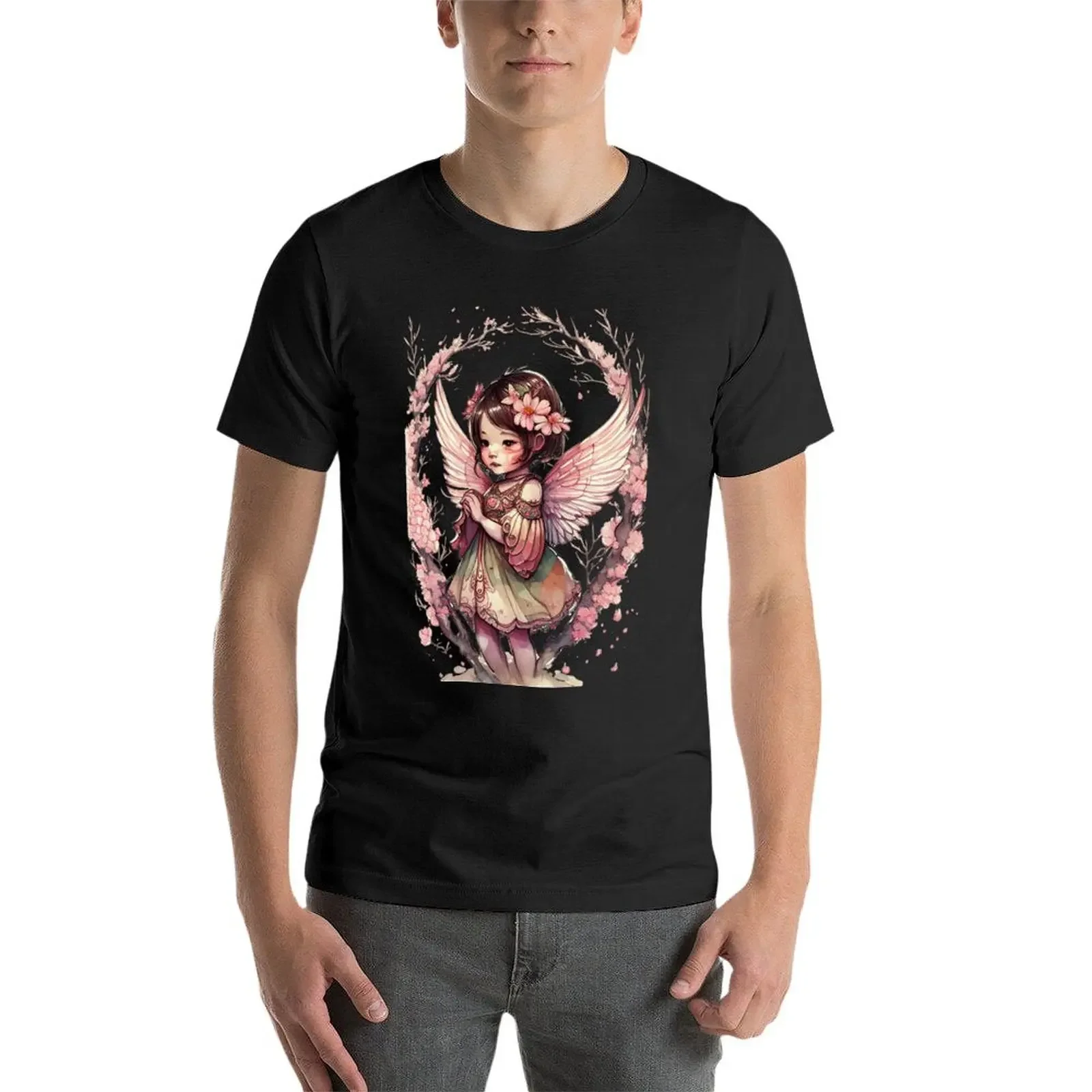 Cherry Blossom Flower Fairy Girl Cute Japanese Cicely Mary Barker T-Shirt graphic t shirt vintage blanks mens graphic t-shirts image 3
