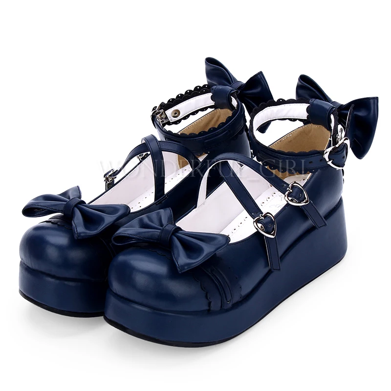 New Japanese Style Lolita Shoes Anime Cosplay Shoes Girls Princess Shoes Women Shoes w/Bowknot Halloween Platform Heels