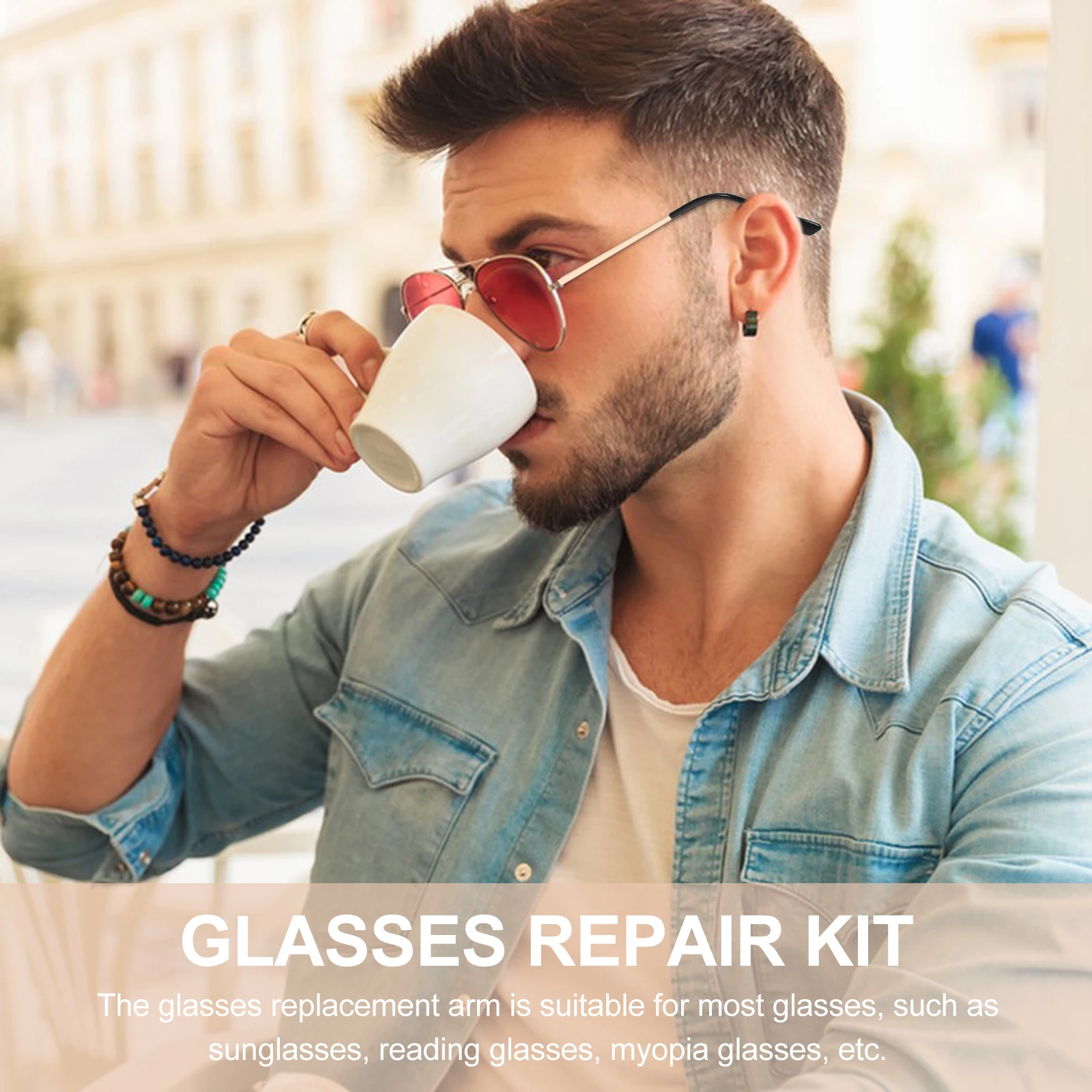 

1 Pair Silver Metal Glasses Arm Replacements Sturdy Durable Universal Repair Kit Comfortable Non Pinching for Sunglasses