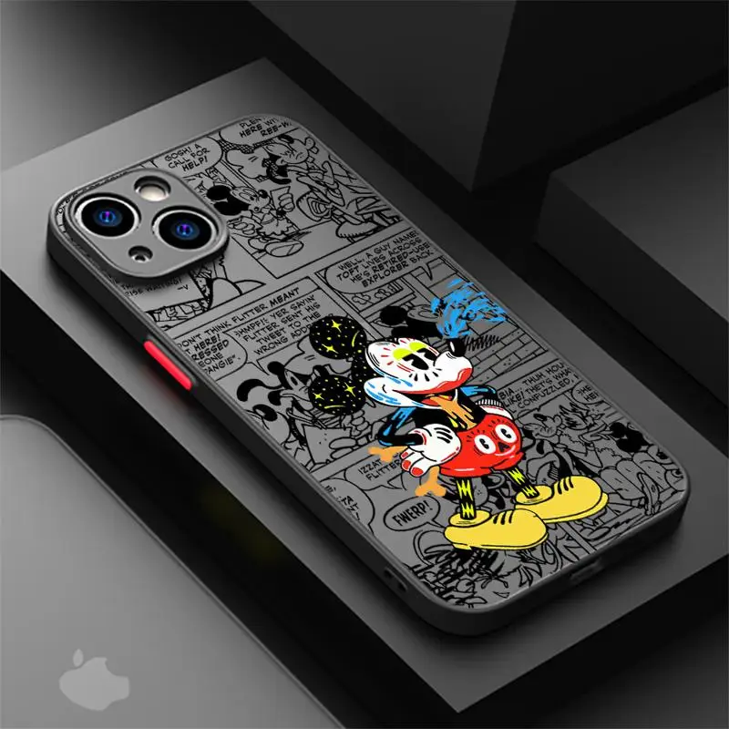 Mickey e Minnie Mouse Matte Phone Case, Capa Translúcida, Capa dos desenhos animados para iPhone 15, 14, 11 Pro Max, 13, 12 Mini, XR, X, SE, 7, 8, 6, 6S Além disso