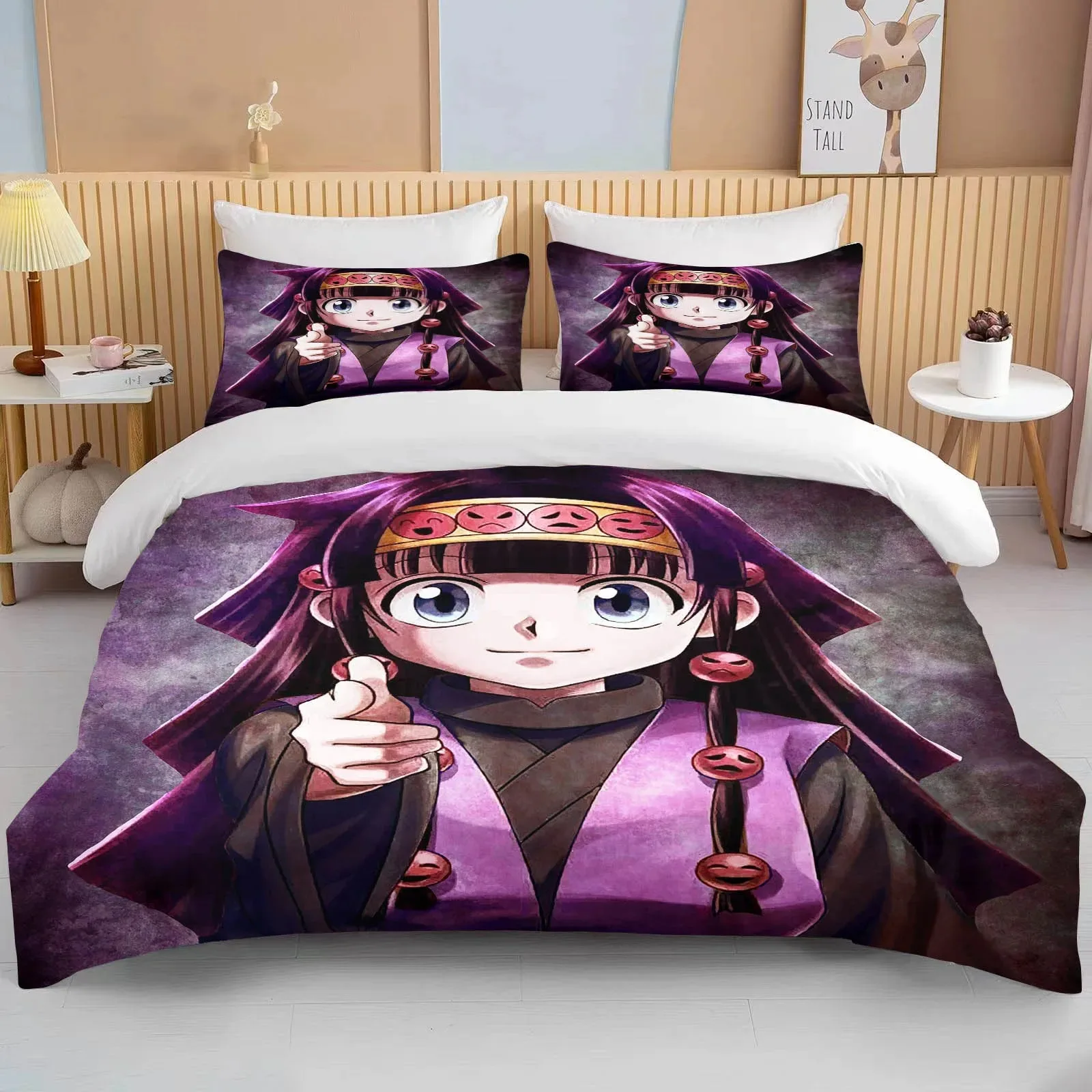 Juego de cama HUNTER X HUNTER, edredón de Anime 3D, fundas de edredón para niño, ropa de cama para adultos, juego de cama de seda de lujo para niños