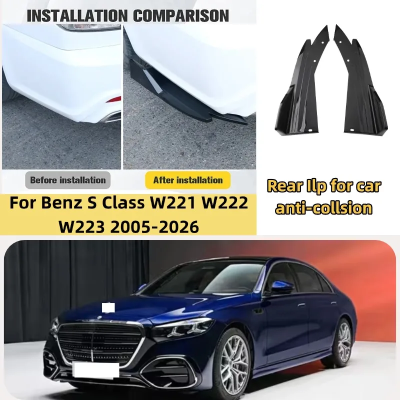 Car Rear Bumper Spoiler Lip Diffuser Side Skirt Splitter Wrap Angle Anti-Crash For Benz S Class W221 W222 W223 2005-2026