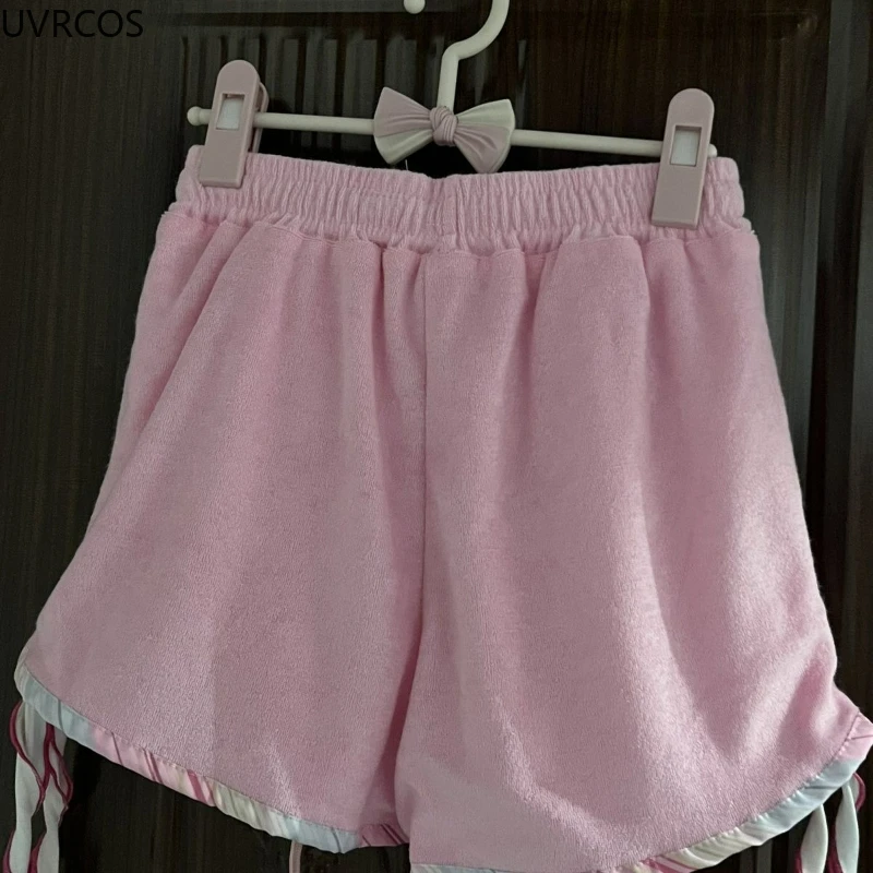Japan Summer Sweet Lolita Shorts Women Kawaii Cartoon Bunny Elastic Waist Wide Leg Pants Casual Loose Pantalones Cortos De Mujer