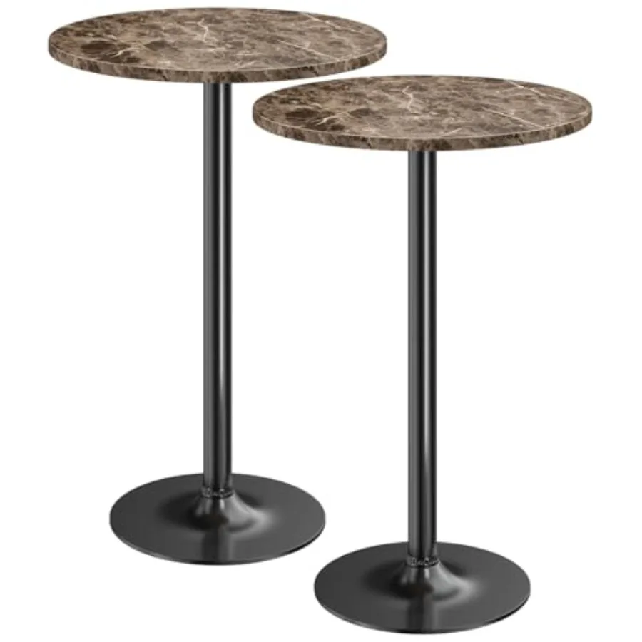 

Круглый барный стол для домашнего бара, столовой, гостиной, свадебных торжеств - металлическое основание, столешница из МДФ под обсидиан с имитацией мрамора