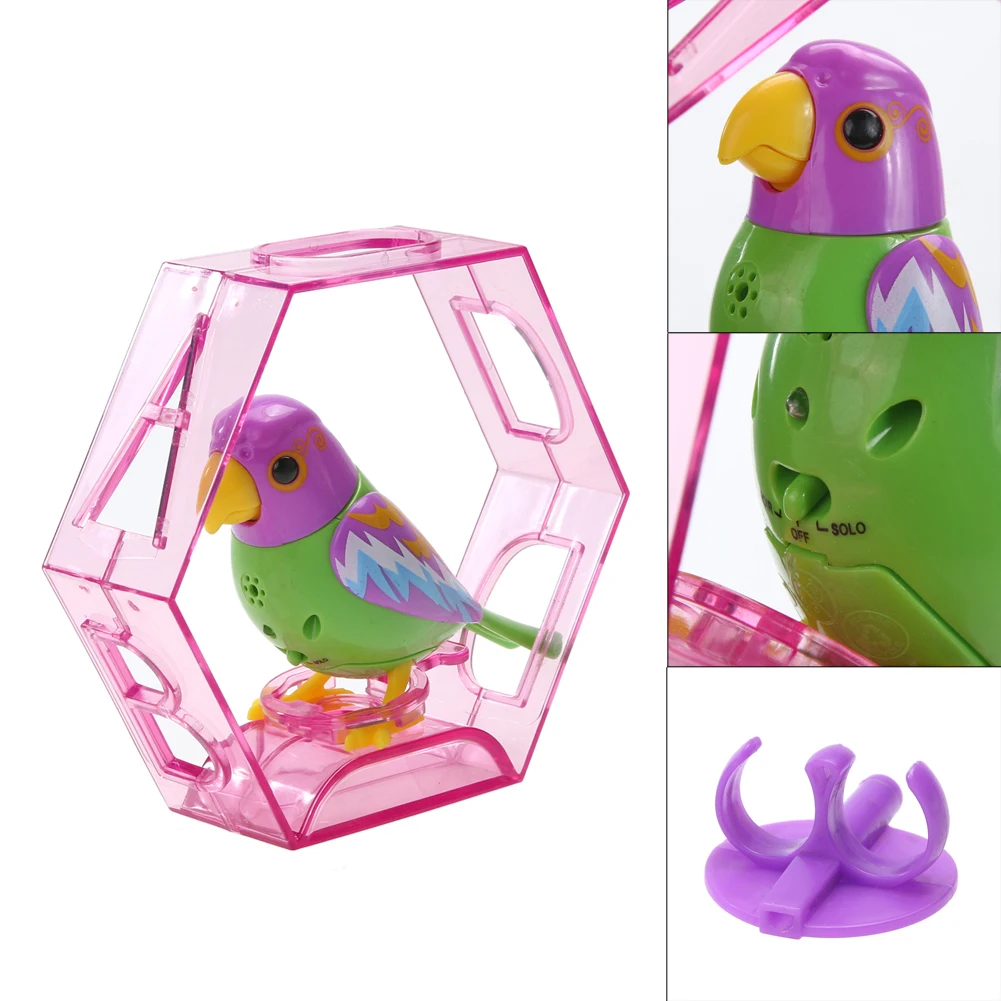 Controle de voz de som de plástico ativar chirping cantando pássaro crianças brinquedo presente controle de voz inteligente telefone móvel para controlar brinquedo