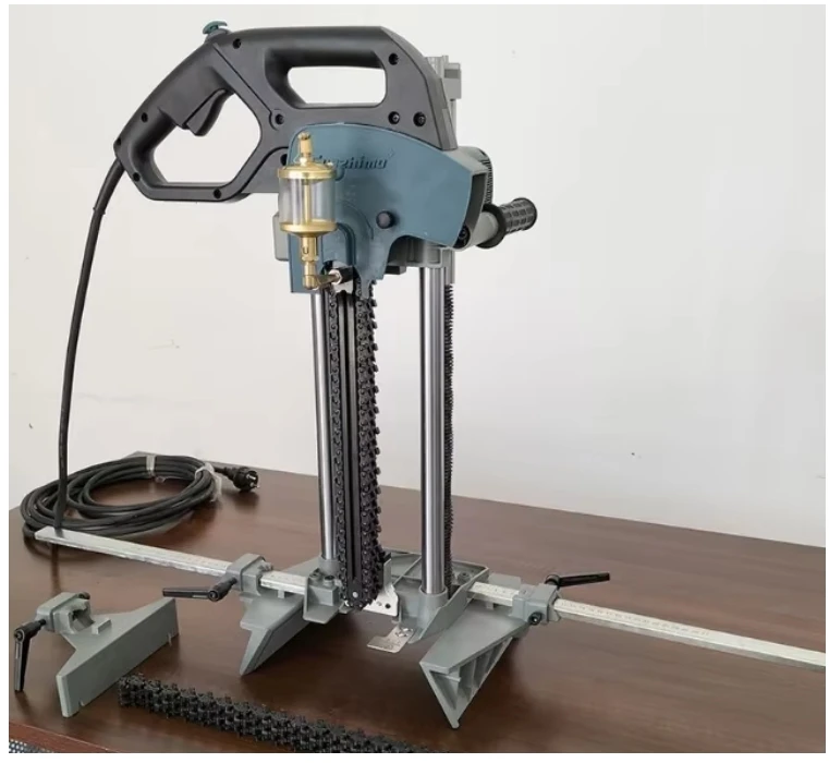 27CM Portable Vertical Drill Machine Used/New Condition Square Hole Mortise Features for Wood Boring Tasks Chain Saw Work Motor
