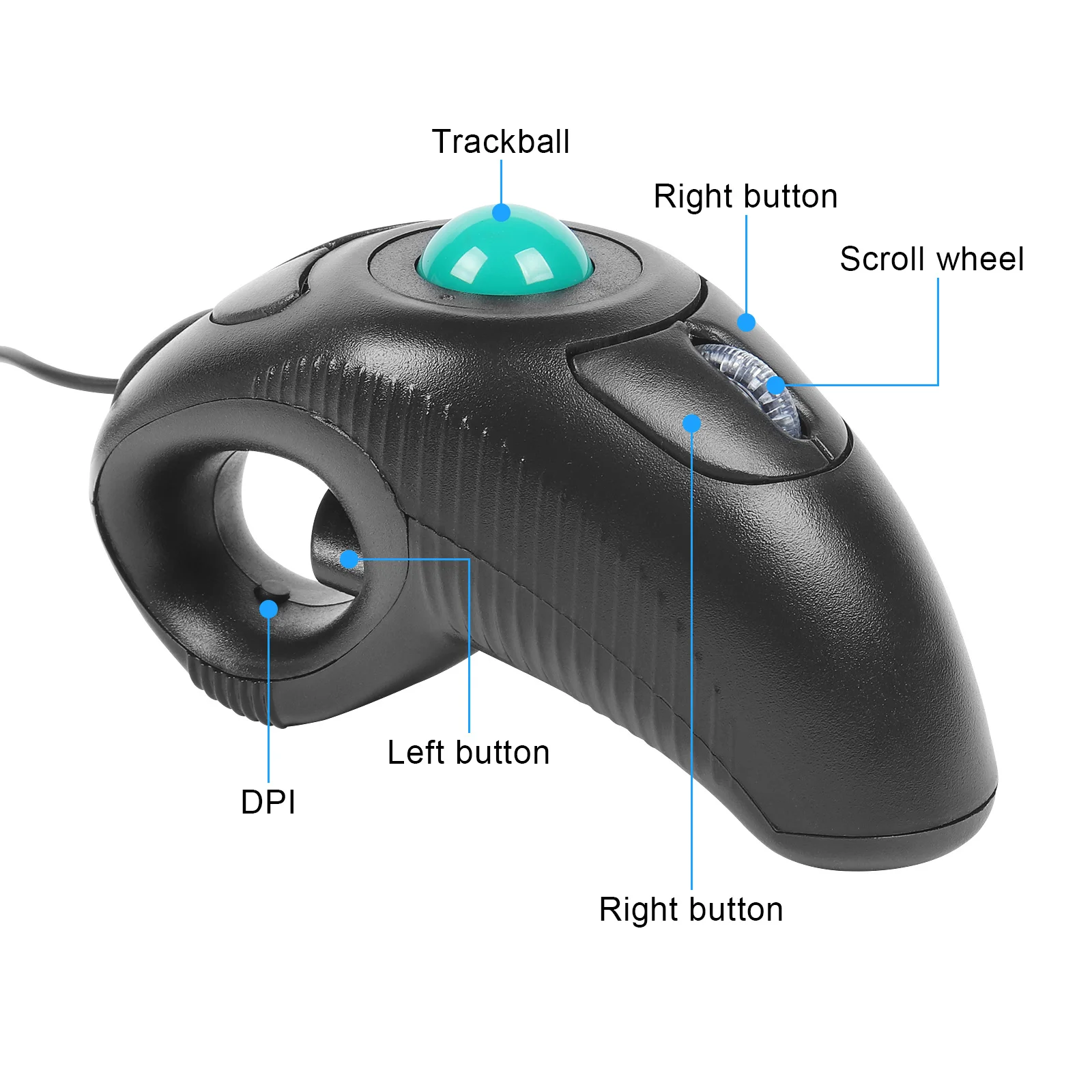 Imagem -03 - Mouse Trackball Laser com Fio 2.4g Controle de Polegar Portátil com Fio Mouse Portátil 1600dpi Dedo Handhold Mouse para Computador Portátil Novo