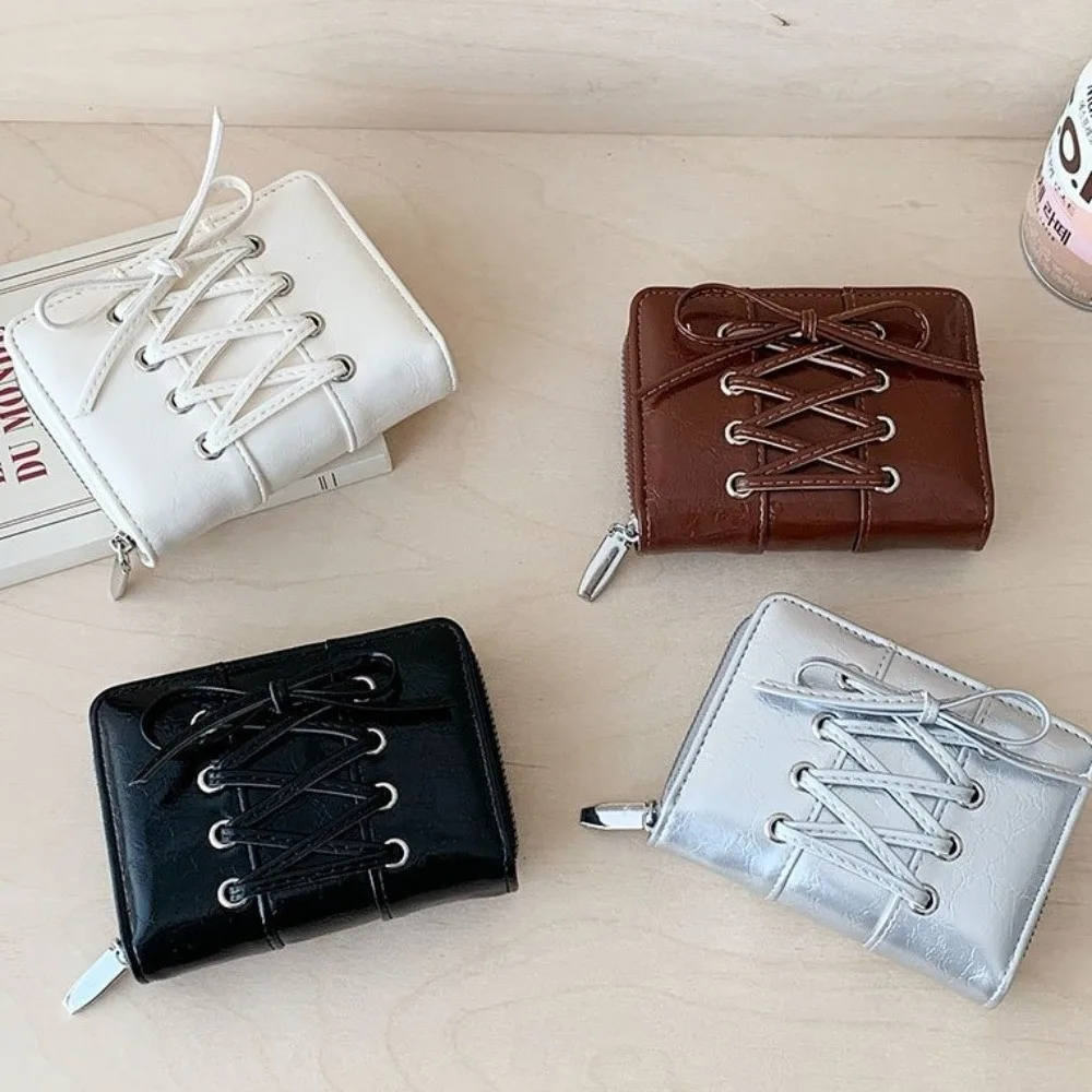 Korean Fashion Bow Short Wallet Large Capacity Multi-Functional Card Bag Zipper Coin Purse Gift