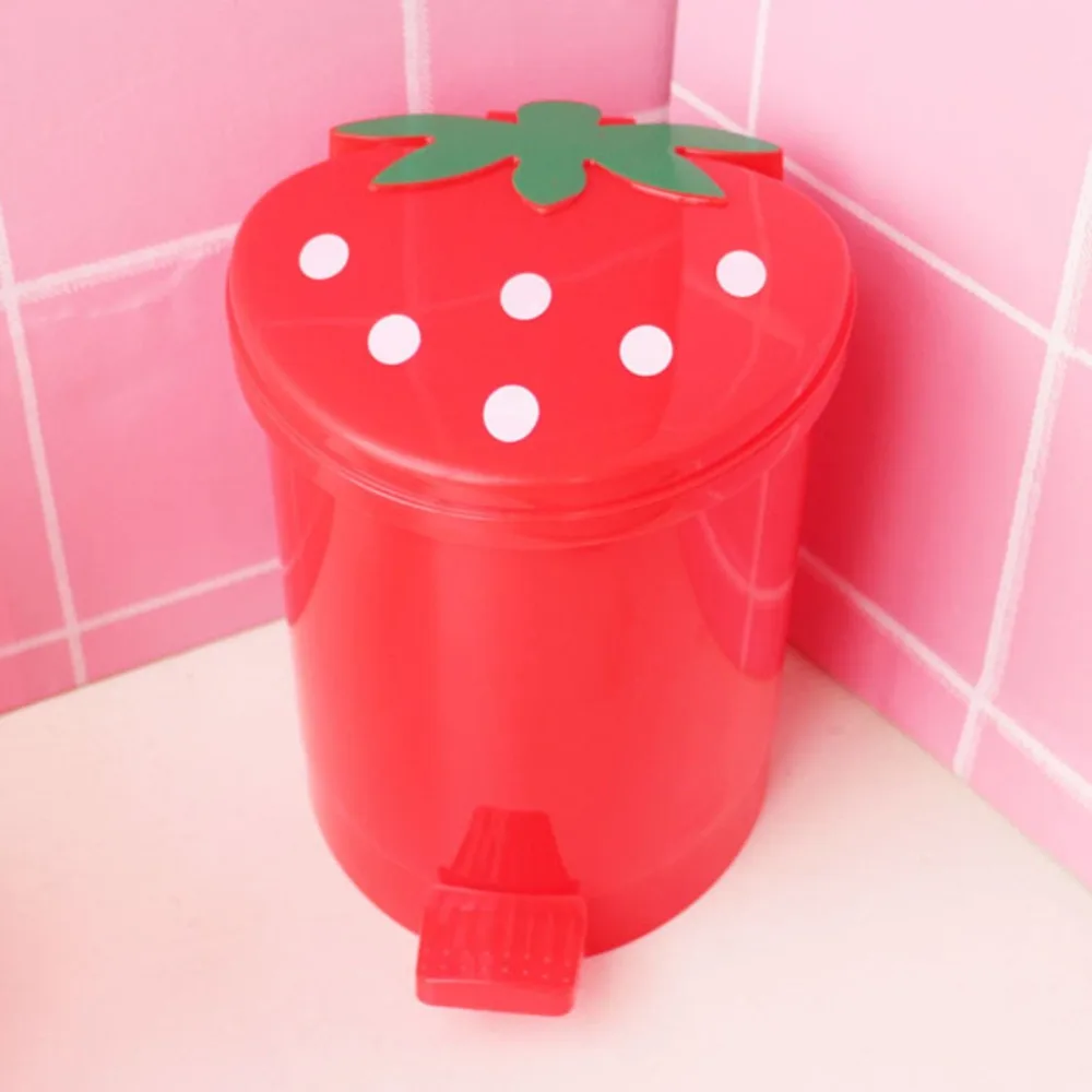 Plastic Red Portable Home Supplies Washable Strawberry Sealing Pop-Up No Odor Trash Can Trash Basket Wastebasket Dustbin